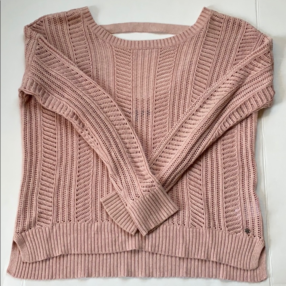 American Eagle Wms Pink Open Back Sweater Size M